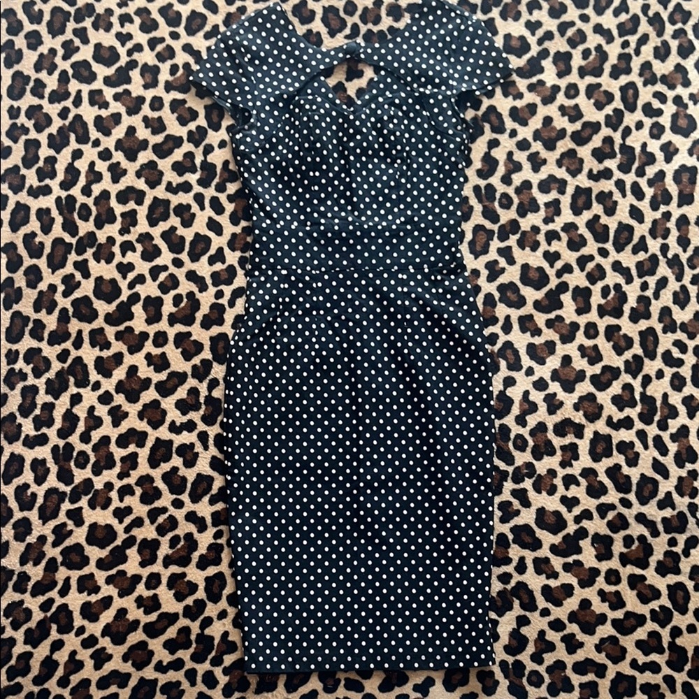 Hell Bunny Vixen  black with white polkadot dress size small pin up retro